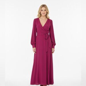 Meghan LA Fuchsia Long Sleeve Wrap Dress size large